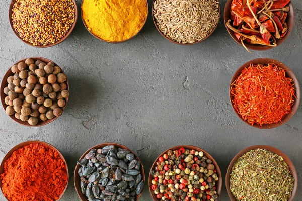 Different spices in bowls — Stock Photo, Image