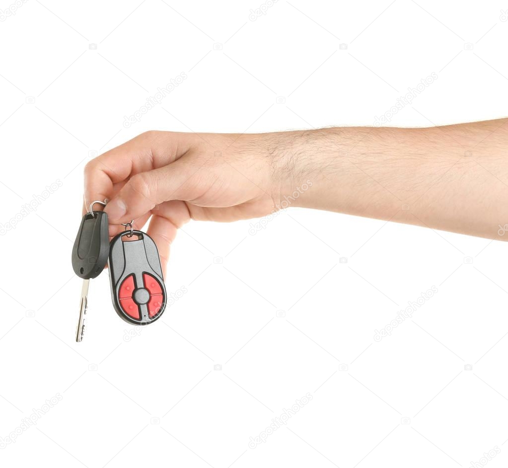 Male hand with car key 
