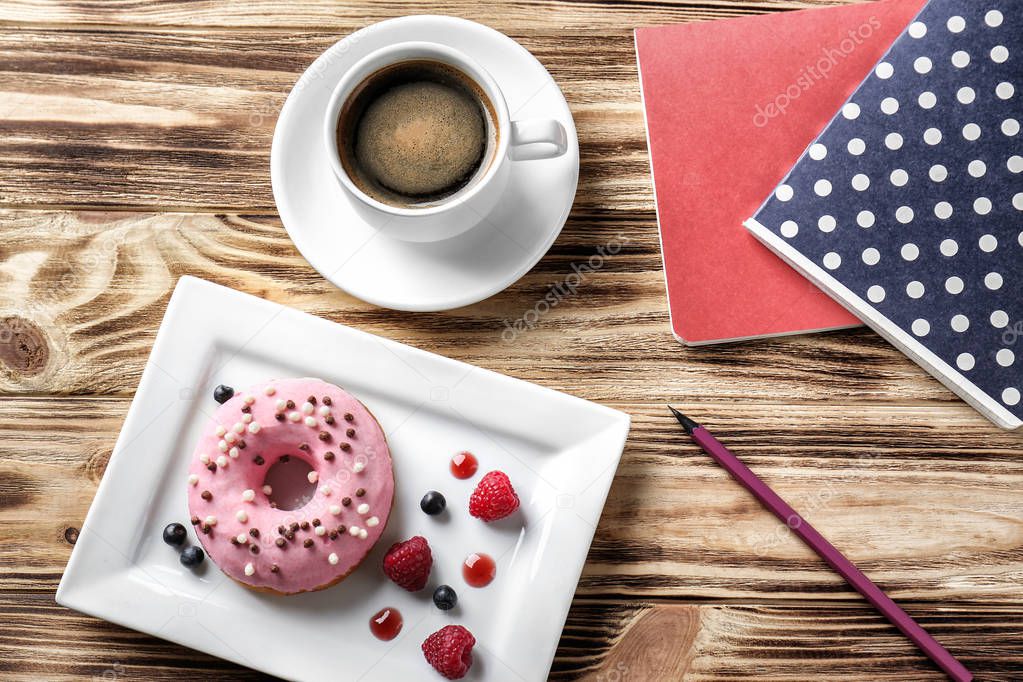 Plate with delicious donut