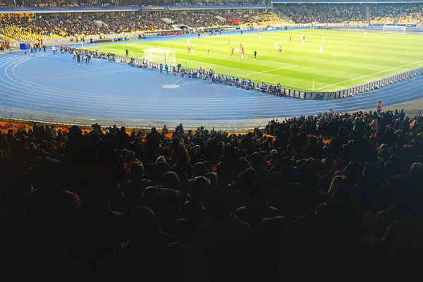 팬 들이 축구 경기를 보고 — 스톡 사진