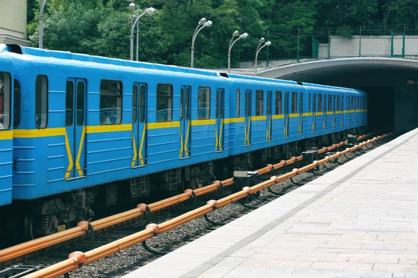 Överbrygga med tunnelbanetåg — Stockfoto
