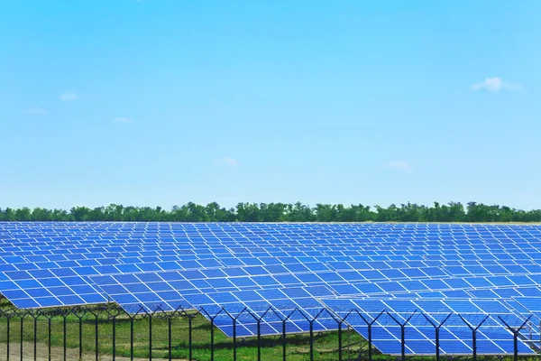 Painéis solares no campo — Fotografia de Stock