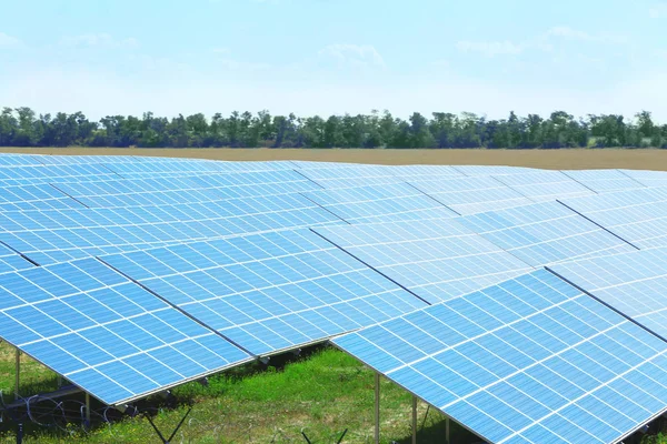 Paneles solares en campo — Foto de Stock