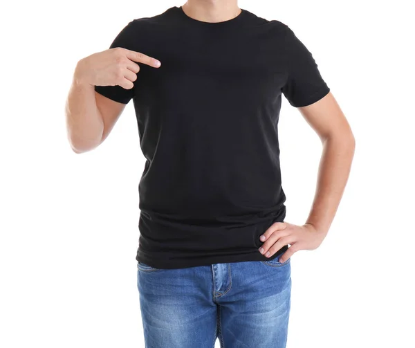 Ung mann i tom t-skjorte – stockfoto