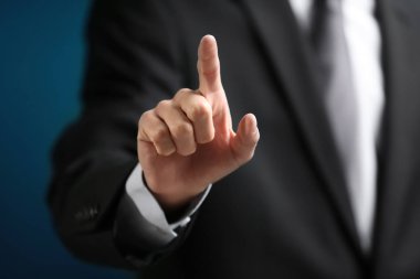 Businessman hand pointing