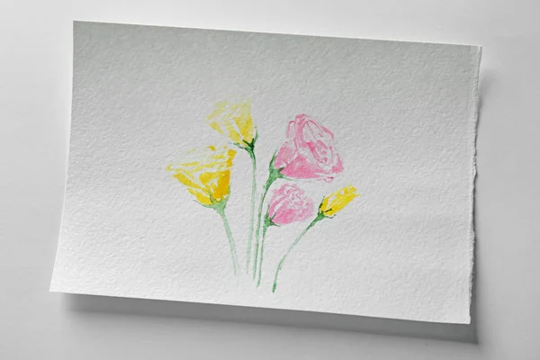 Acuarela pintura de flores en hoja de álbum — Foto de Stock