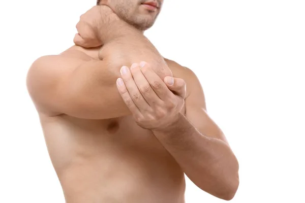 Hombre con dolor en codo — Stockfoto