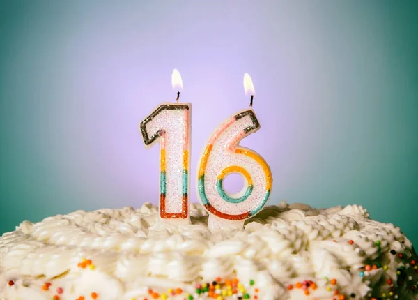 Tasty cake with candles — Stock Photo, Image