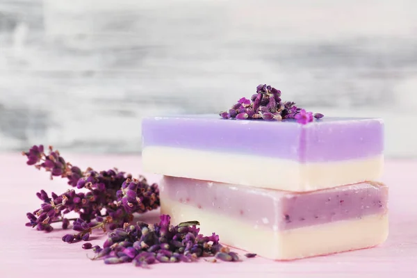 Lavender flowers and soap