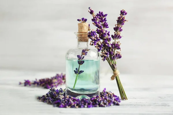 Bottle with lavender oil — Stock Photo, Image