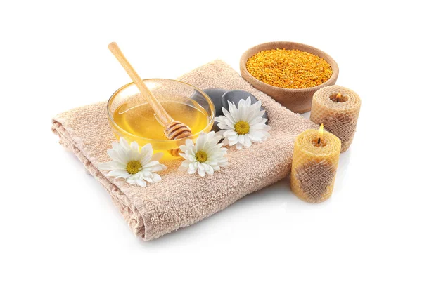Samenstelling van de spa met honing — Stockfoto