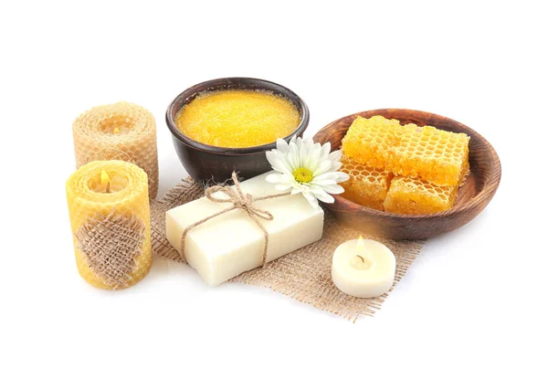 Composición del spa con miel — Foto de Stock