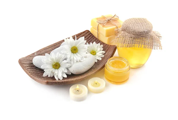Composición del spa con miel — Foto de Stock