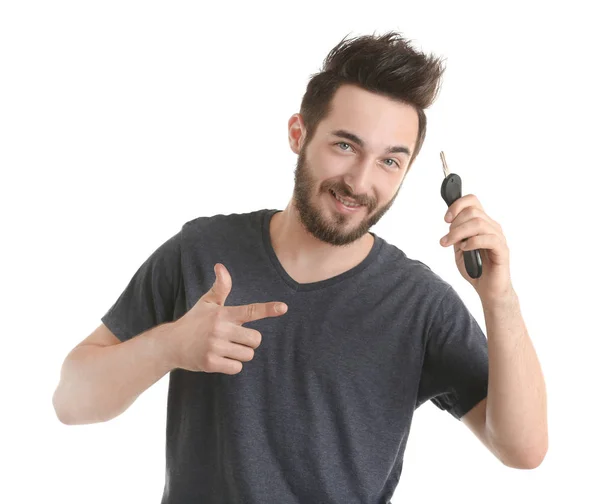 Young man holding car key — Stock Photo, Image