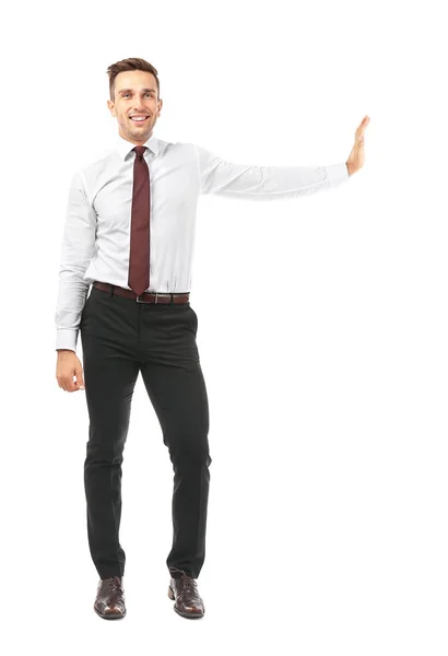 Businessman touching something — Stock Photo, Image