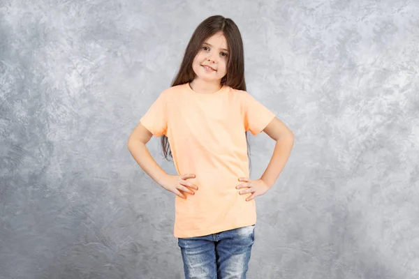 Little girl in blank t-shirt — Stock Photo, Image