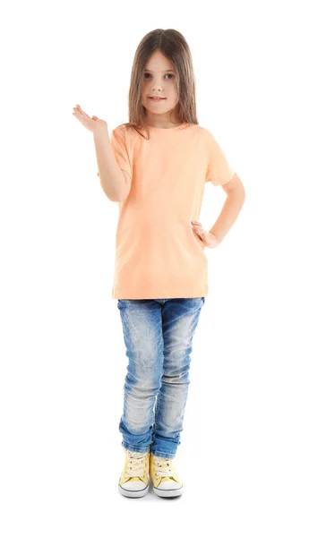 Little girl in blank t-shirt — Stock Photo, Image