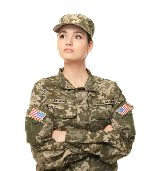 Όμορφη γυναίκα στρατιώτη — Φωτογραφία Αρχείου
