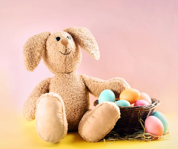Easter bunny with eggs — Stock Photo, Image