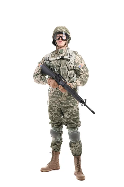 Soldat auf weißem Hintergrund — Stockfoto