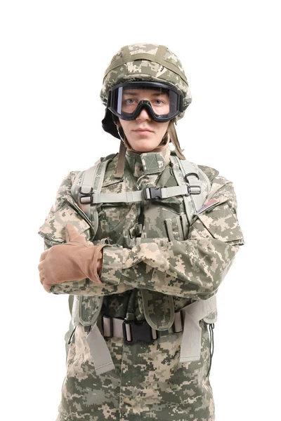 Beyaz kamuflajlı asker  