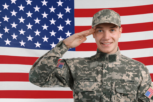 soldier with USA flag