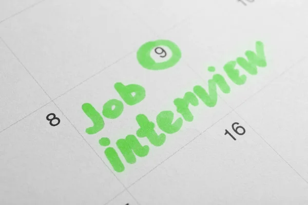 Recordatorio de entrevista de trabajo en el calendario — Foto de Stock