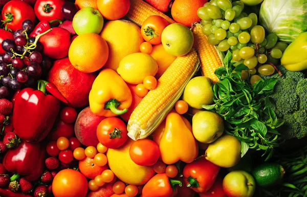 Fondo de frutas y hortalizas frescas — Foto de Stock