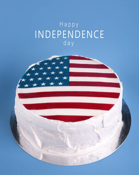 Delicious cake with American flag