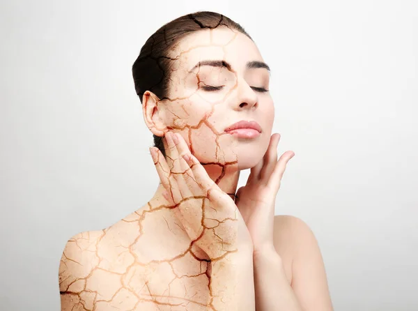 Arca Előtt Után Kozmetikai Eljárás Plasztikai Sebészet Koncepció — Stock Fotó