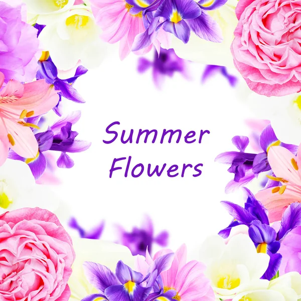 Text SUMMER FLOWERS — Stock Photo, Image