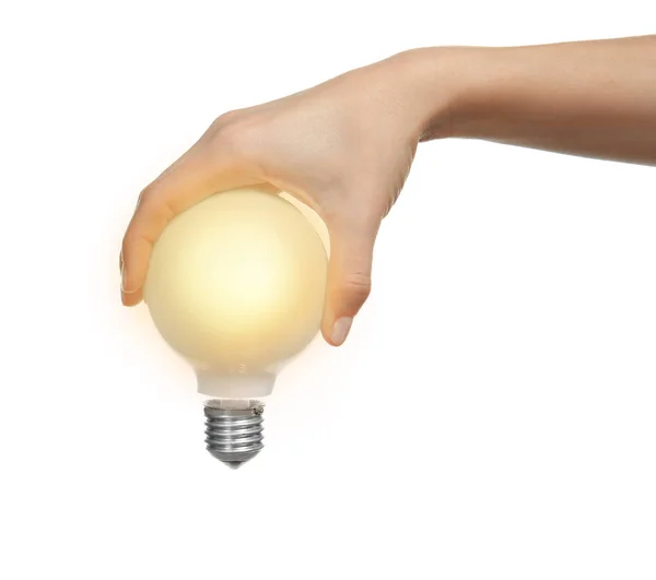 Woman holding light bulb — Stock Photo, Image
