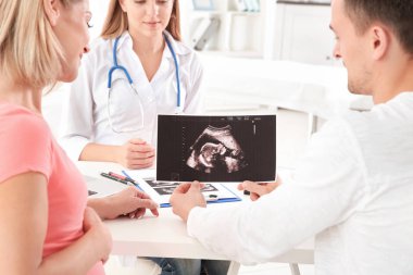 Kadın hastalıkları Danışma. Bebek kaç Doktor gösteren ultrason tarama