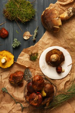 Taze mantar ile kompozisyon