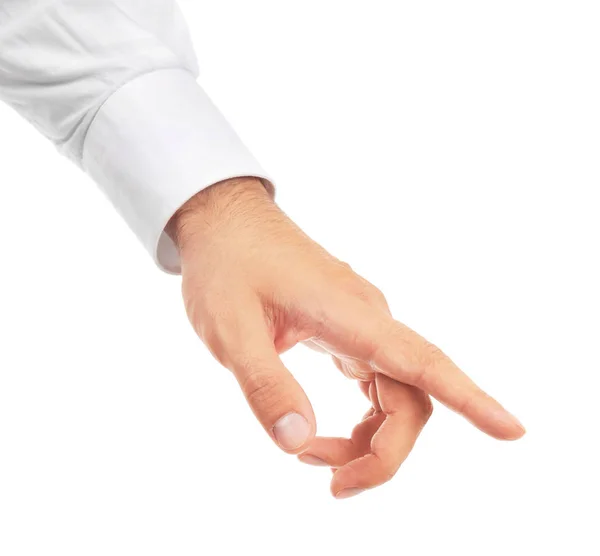Finger touching imaginary screen — Stock Photo, Image
