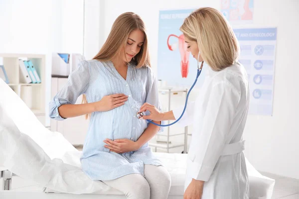 Consultation Gynécologie Femme Enceinte Avec Son Médecin Clinique — Photo