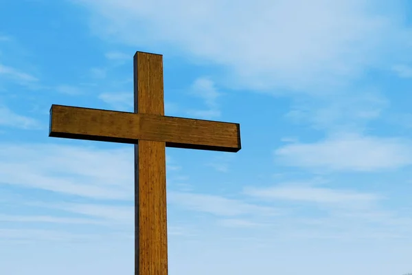 Drewniany krzyż na niebie — Zdjęcie stockowe