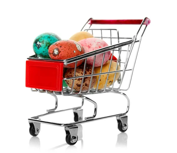 Easter eggs in shopping cart — Stock Photo, Image