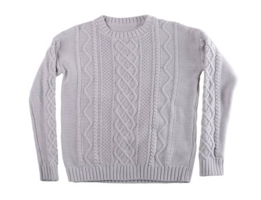 Beyaz izole gri örgü kazak