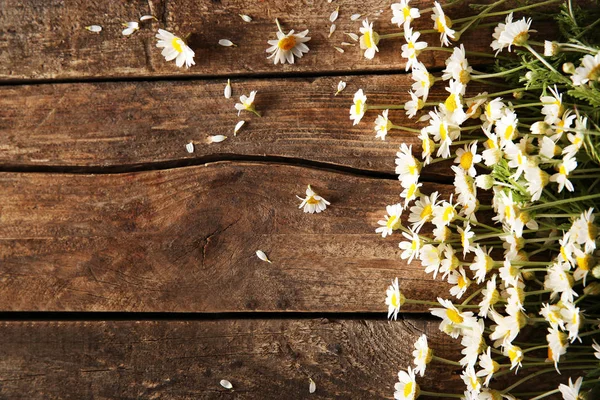 Bellissimi fiori sul tavolo di legno — Foto Stock