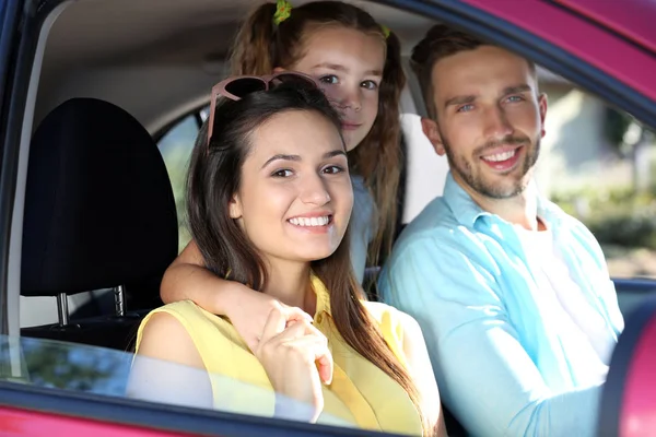 Familie Met Kinderen Auto — Stockfoto