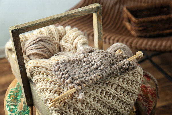 Knitting yarn and needles