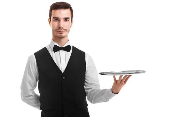 Молодой красивый официант — стоковое фото