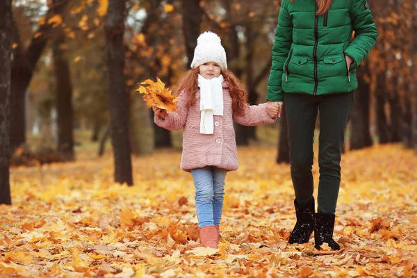 Dziewczyna z matką w jesienny park — Zdjęcie stockowe