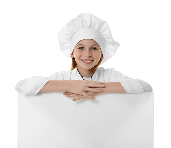 Meisje in uniform van de chef-kok — Stockfoto