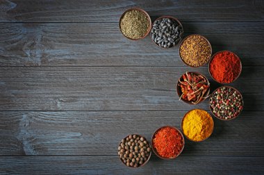 kase içinde farklı baharatlar