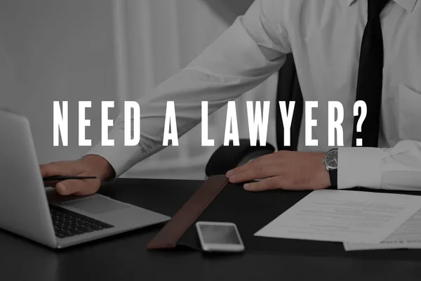 Tekst een advocaat nodig — Stockfoto