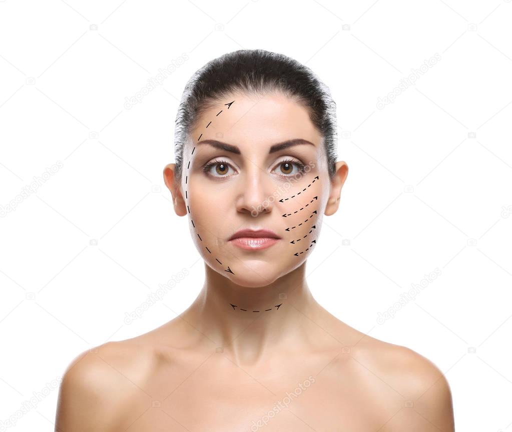 Mature woman with marks on face 
