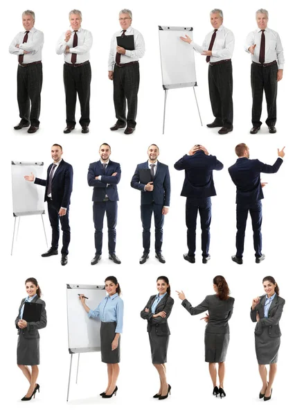 白い背景のビジネス界の人々のコラージュ — ストック写真