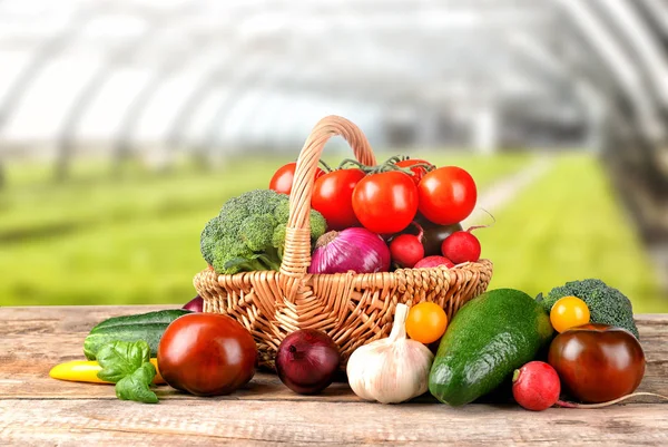 Fresh vegetables on wooden table — Stock Photo, Image